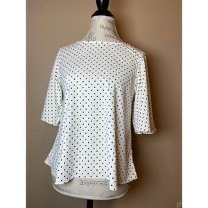 Uniqlo White Polka Dot Bell Sleeve Blouse XS